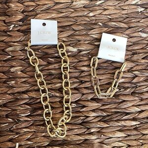 J. Crew Gold-Tone Chunky Link Necklace and Bracelet Set